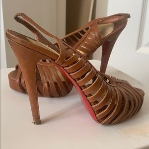 CHRISTIAN LOUBOUTIN LEATHER CUT OUT SLINGBACKS 6.5